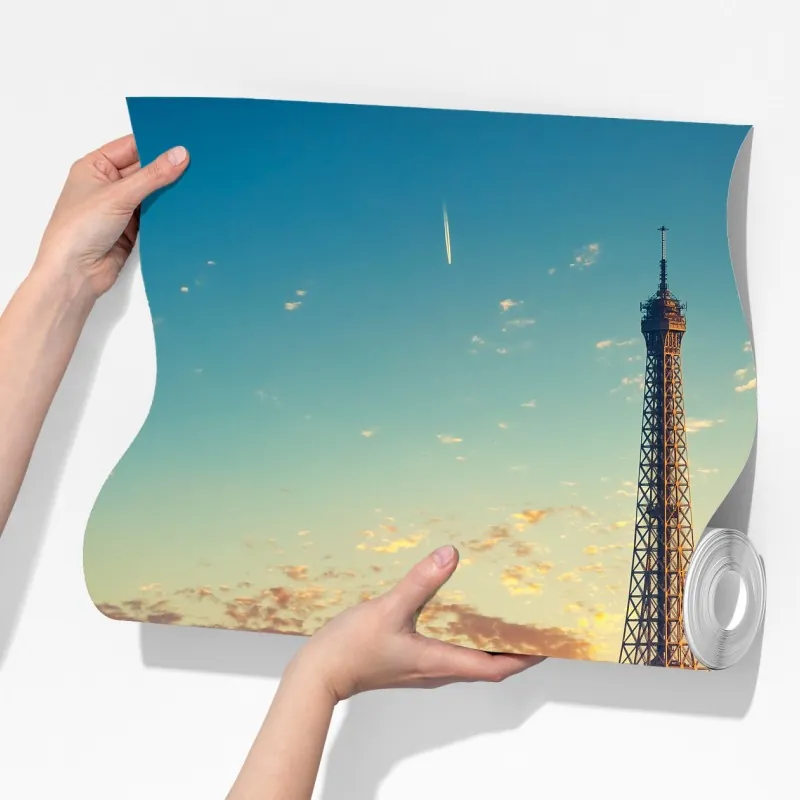 Fototapeta zachód słońca nad panoramą Paryża z Wieżą Eiffla – Wallissimo® Fototapeta zachód słońca nad panoramą Paryża z Wieżą Eiffla – Wallissimo®