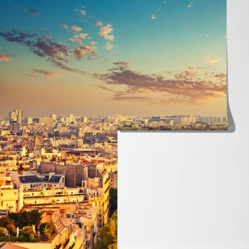 Fototapeta zachód słońca nad panoramą Paryża z Wieżą Eiffla – Wallissimo® Fototapeta zachód słońca nad panoramą Paryża z Wieżą Eiffla – Wallissimo®