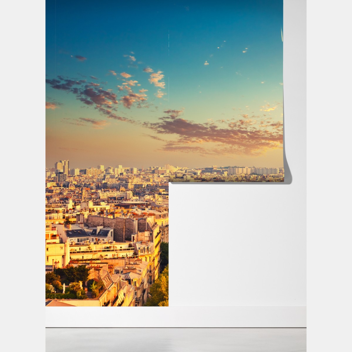 Fototapeta zachód słońca nad panoramą Paryża z Wieżą Eiffla – Wallissimo® Fototapeta zachód słońca nad panoramą Paryża z Wieżą Eiffla – Wallissimo®