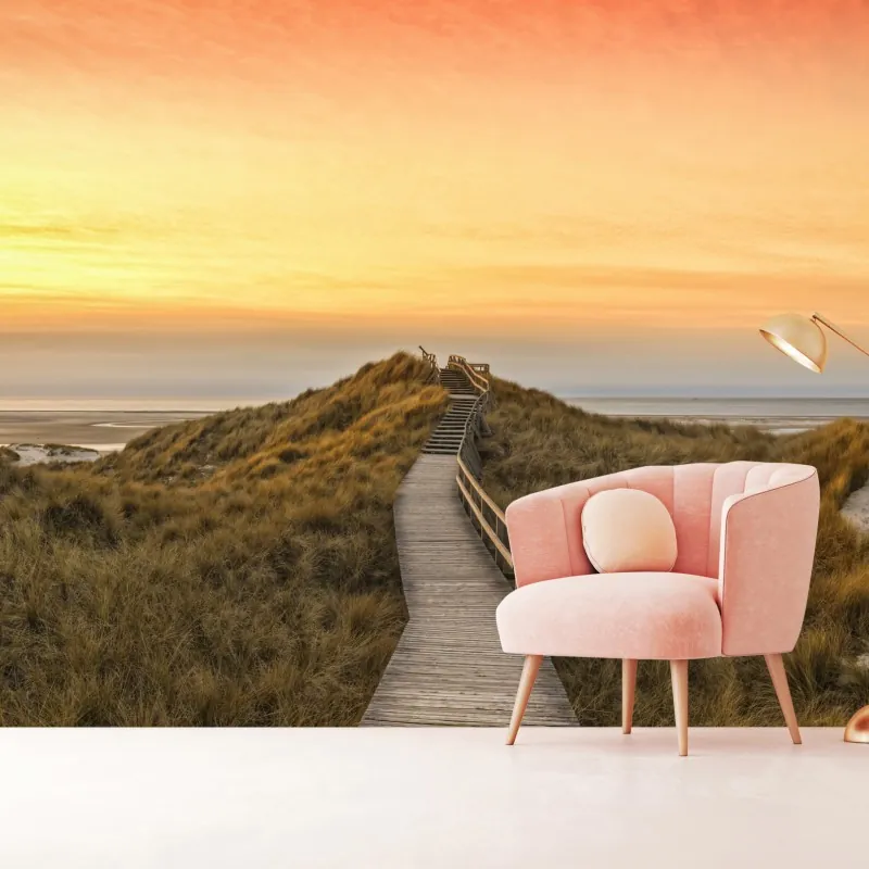 Fototapeta zachód słońca nad plażą Amrum – Wallissimo® Fototapeta zachód słońca nad plażą Amrum – Wallissimo®