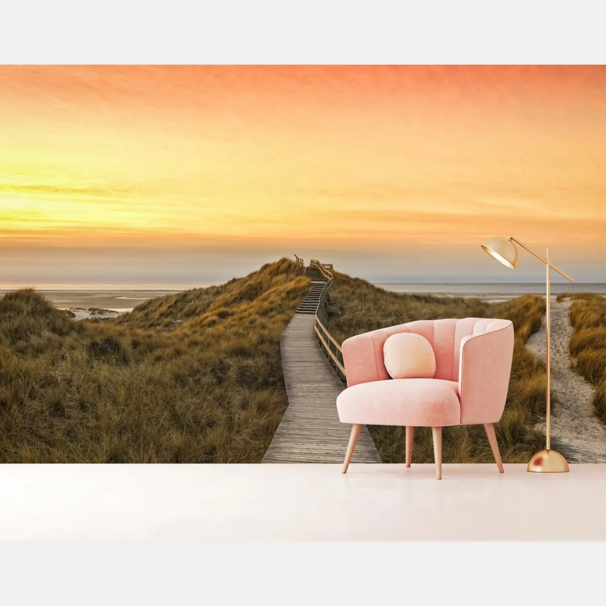 Fototapeta zachód słońca nad plażą Amrum – Wallissimo® Fototapeta zachód słońca nad plażą Amrum – Wallissimo®