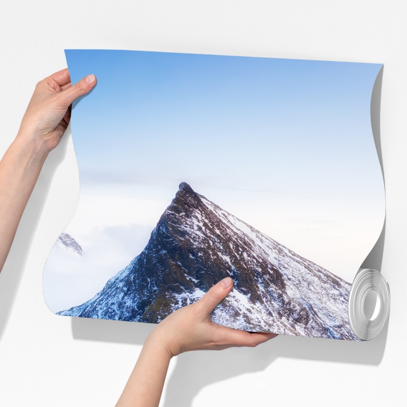 Fototapeta Lofoty most i góra z lotu ptaka – Wallissimo® Fototapeta Lofoty most i góra z lotu ptaka – Wallissimo®