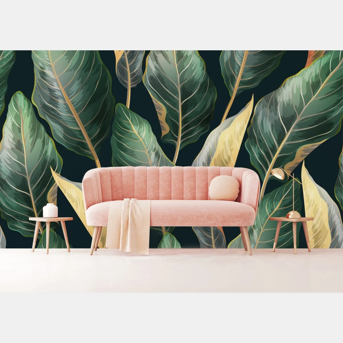 Fototapeta vintage tropikalny wzór z liśćmi – Wallissimo® Fototapeta vintage tropikalny wzór z liśćmi – Wallissimo®