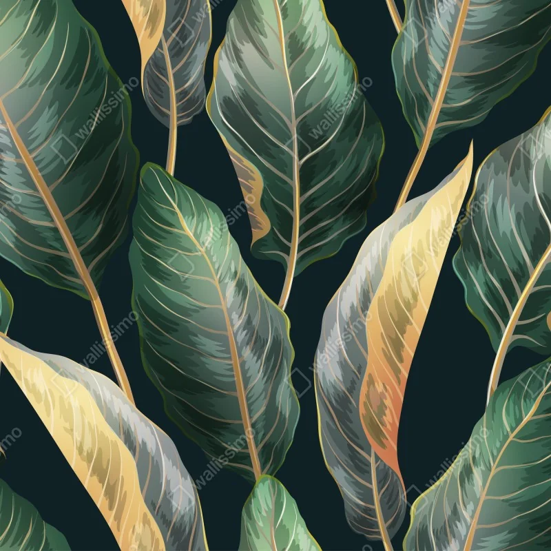Fototapeta vintage tropikalny wzór z liśćmi – Wallissimo® Fototapeta vintage tropikalny wzór z liśćmi – Wallissimo®