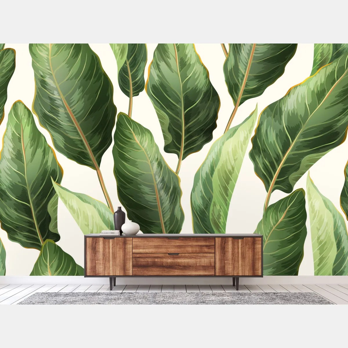 Fototapeta tropikalny wzór z liśćmi bananowca – Wallissimo® Fototapeta tropikalny wzór z liśćmi bananowca – Wallissimo®