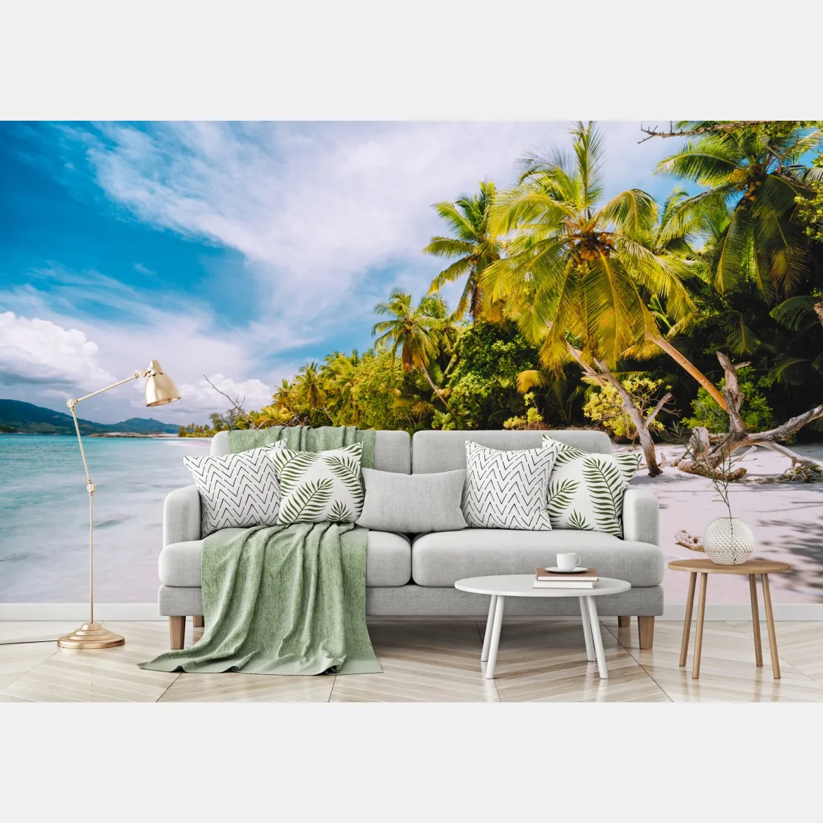 Fototapeta tropikalna plaża z palmami – Wallissimo® Fototapeta tropikalna plaża z palmami – Wallissimo®