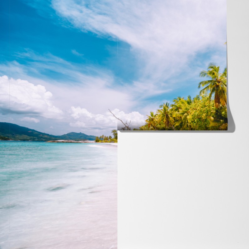 Fototapeta tropikalna plaża z palmami – Wallissimo® Fototapeta tropikalna plaża z palmami – Wallissimo®