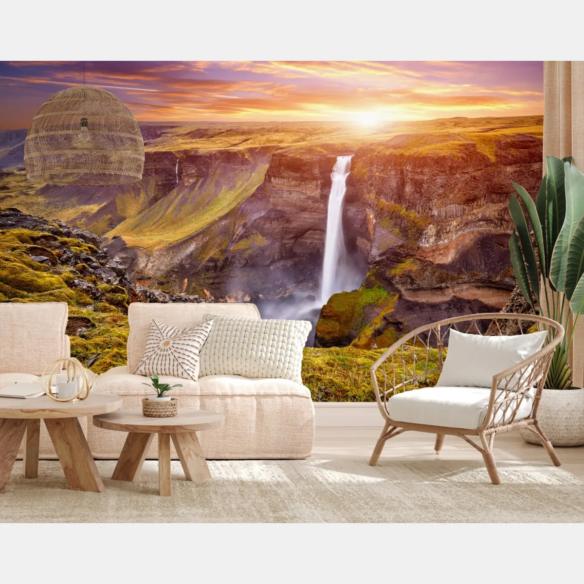 Fototapeta Haifoss wodospad o zachodzie słońca – Wallissimo® Fototapeta Haifoss wodospad o zachodzie słońca – Wallissimo®