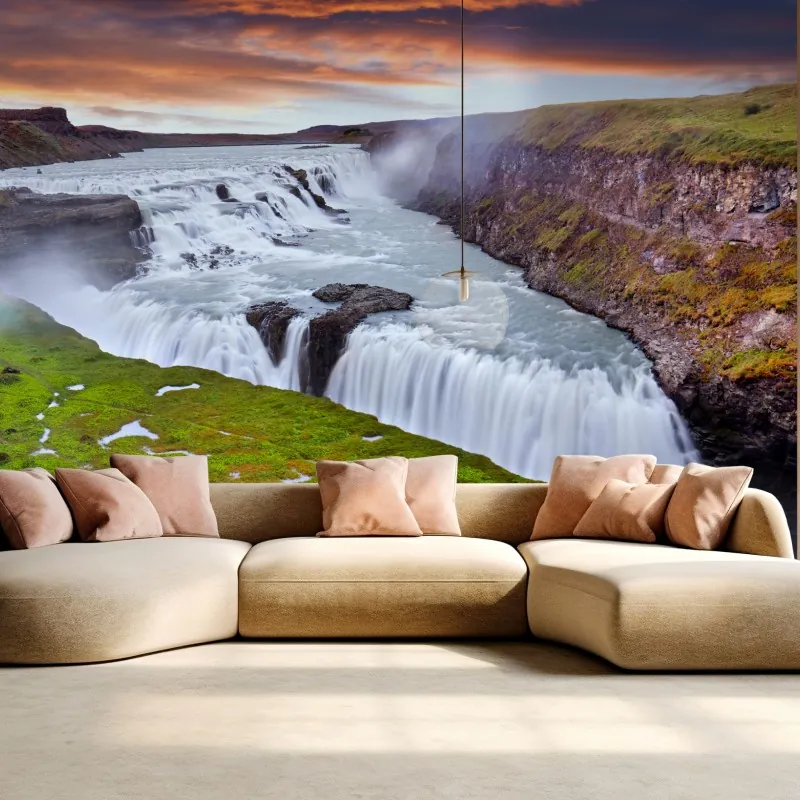Fototapeta panoramiczny widok wodospadu Gullfoss