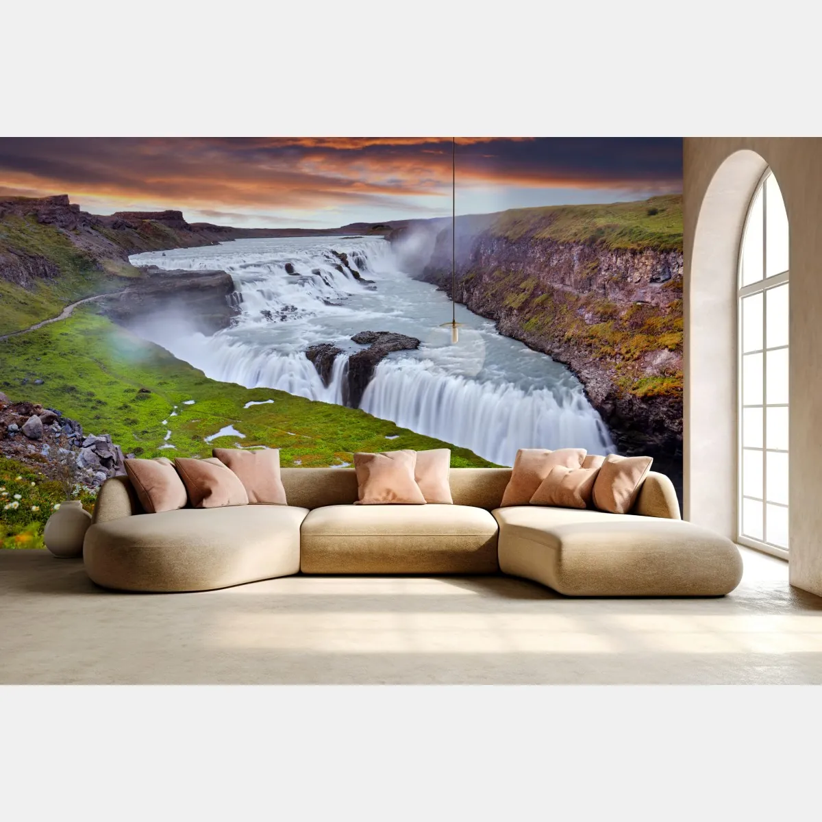 Fototapeta panoramiczny widok wodospadu Gullfoss – Wallissimo® Fototapeta panoramiczny widok wodospadu Gullfoss – Wallissimo®