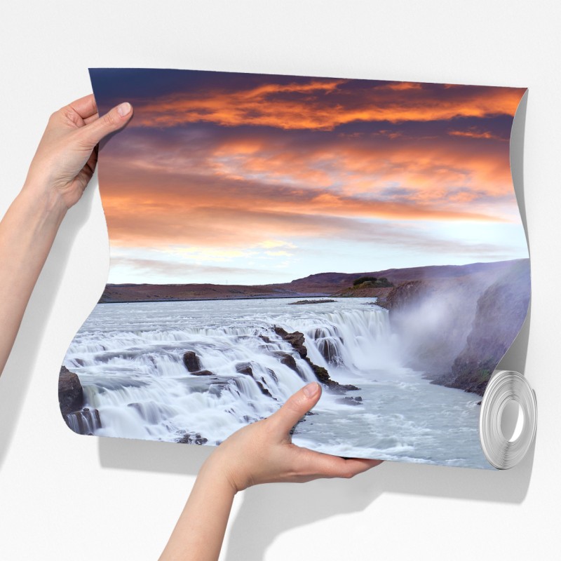 Fototapeta panoramiczny widok wodospadu Gullfoss – Wallissimo® Fototapeta panoramiczny widok wodospadu Gullfoss – Wallissimo®