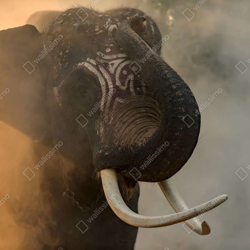 Fototapeta majestatyczny słoń z Tajlandii z kłami – Wallissimo® Fototapeta majestatyczny słoń z Tajlandii z kłami – Wallissimo®