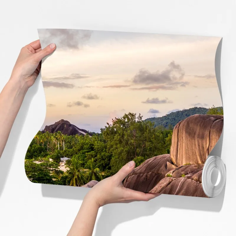 Fototapeta Anse d'Argent tropikalna plaża z granitowymi głazami – Wallissimo® Fototapeta Anse d'Argent tropikalna plaża z granitowymi głazami – Wallissimo®