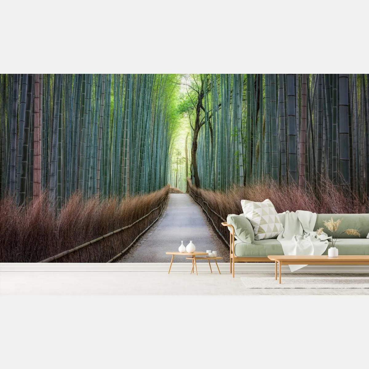 Fototapeta spokojna ścieżka w lesie bambusowym – Wallissimo® Fototapeta spokojna ścieżka w lesie bambusowym – Wallissimo®