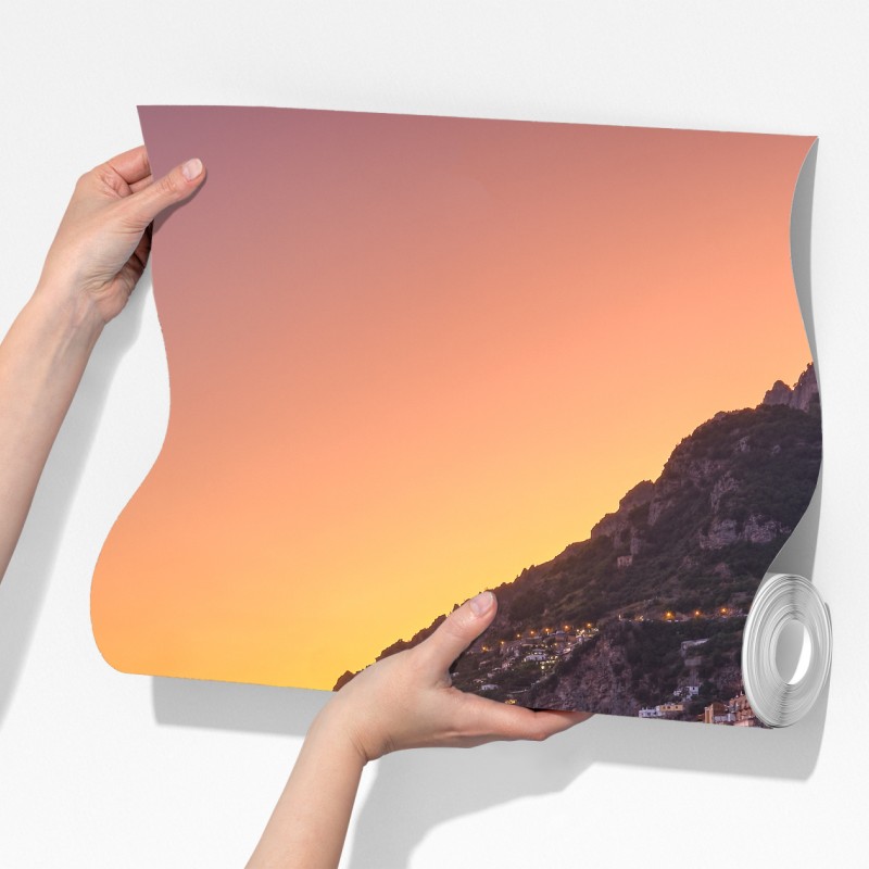 Fototapeta zachód słońca nad Positano, Wybrzeże Amalfitańskie – Wallissimo® Fototapeta zachód słońca nad Positano, Wybrzeże Amalfitańskie – Wallissimo®