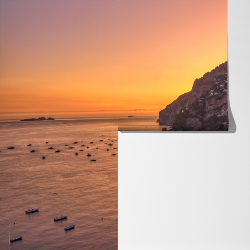 Fototapeta zachód słońca nad Positano, Wybrzeże Amalfitańskie – Wallissimo® Fototapeta zachód słońca nad Positano, Wybrzeże Amalfitańskie – Wallissimo®