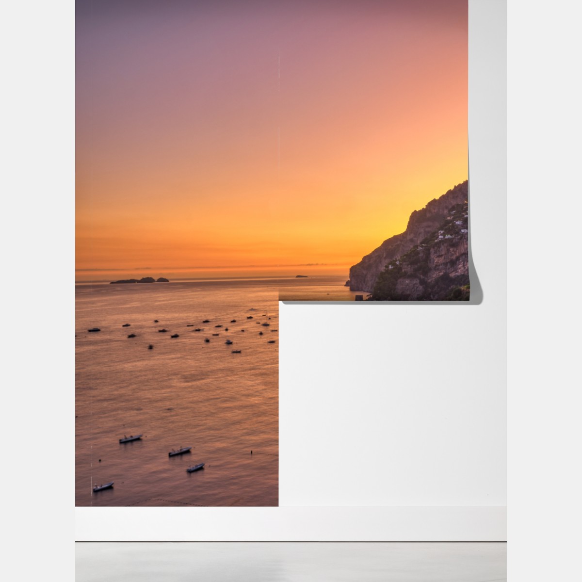 Fototapeta zachód słońca nad Positano, Wybrzeże Amalfitańskie – Wallissimo® Fototapeta zachód słońca nad Positano, Wybrzeże Amalfitańskie – Wallissimo®