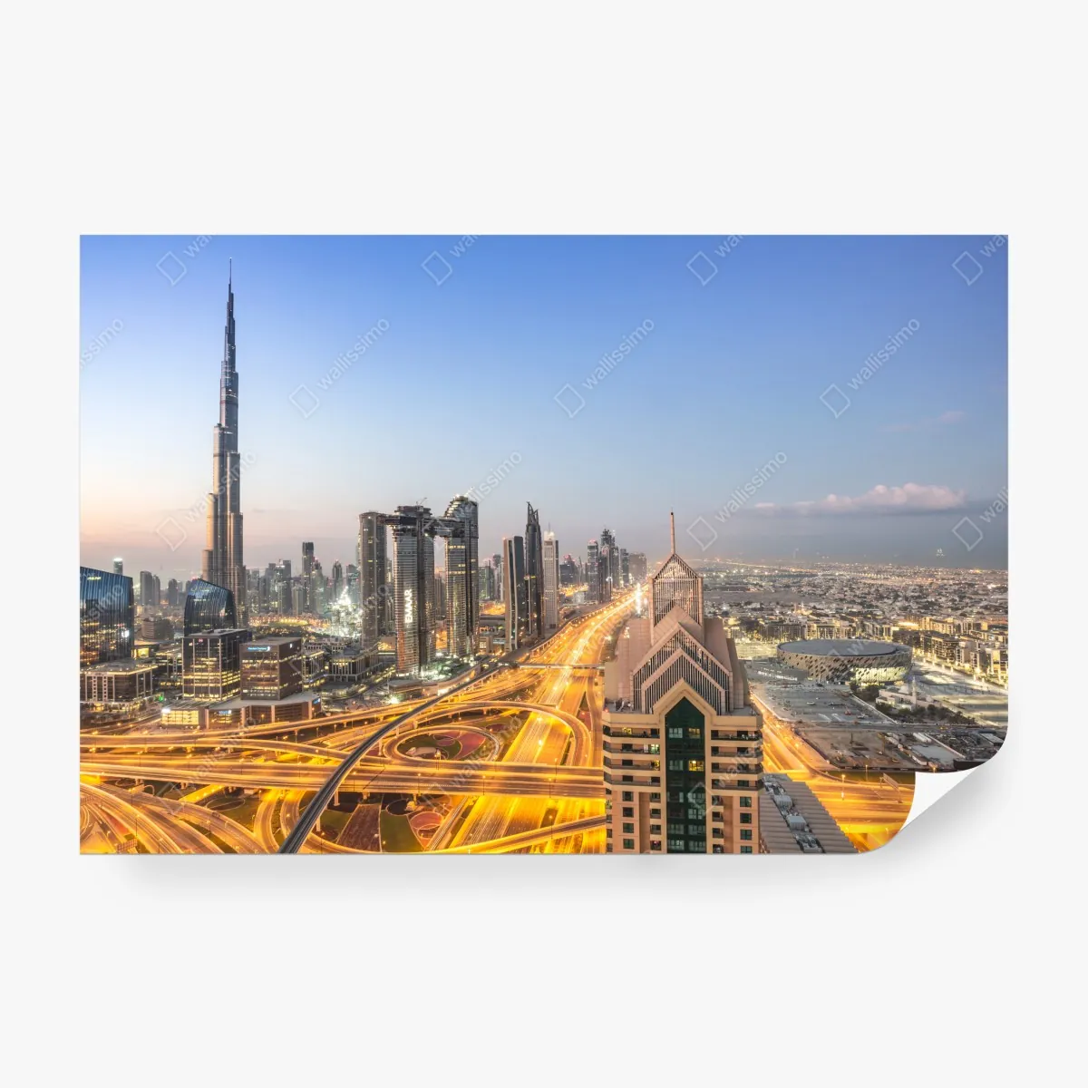 Fototapeta panorama Dubaju o zmierzchu – Wallissimo® Fototapeta panorama Dubaju o zmierzchu – Wallissimo®