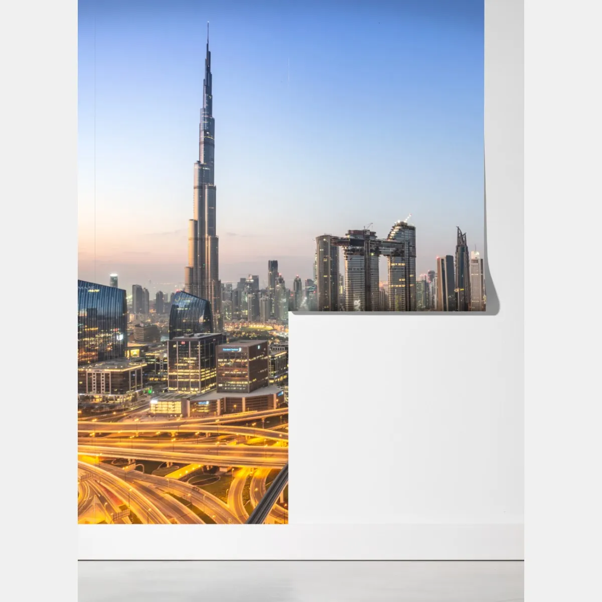 Fototapeta panorama Dubaju o zmierzchu – Wallissimo® Fototapeta panorama Dubaju o zmierzchu – Wallissimo®