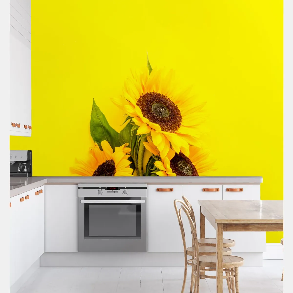Fototapeta jasny bukiet słoneczników na żółtym tle – Wallissimo® Fototapeta jasny bukiet słoneczników na żółtym tle – Wallissimo®