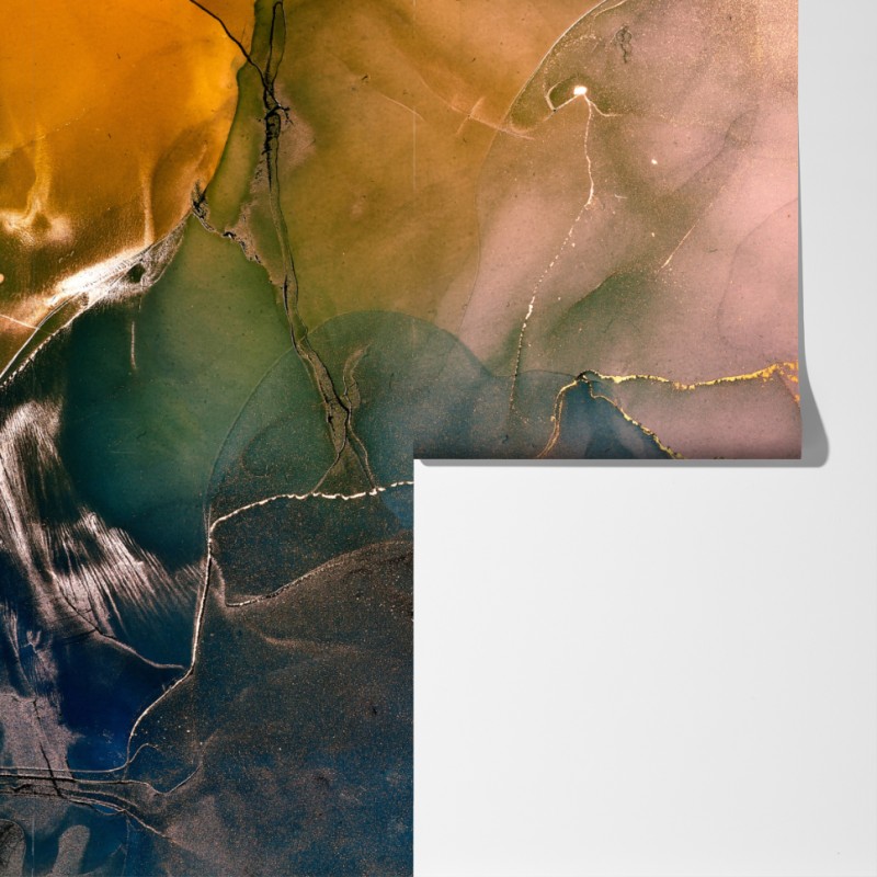 Fototapeta niebiesko-złoty abstrakcyjny marmur – Wallissimo® Fototapeta niebiesko-złoty abstrakcyjny marmur – Wallissimo®