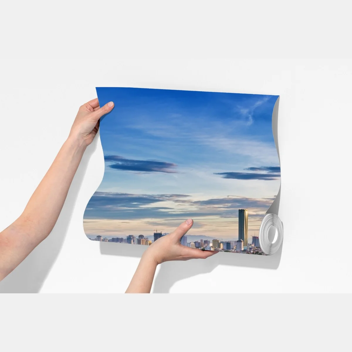 Fototapeta spokojna miejska panorama nad jeziorem – Wallissimo® Fototapeta spokojna miejska panorama nad jeziorem – Wallissimo®