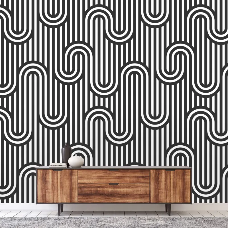 Fototapeta czarno-biały geometryczny wzór optyczny