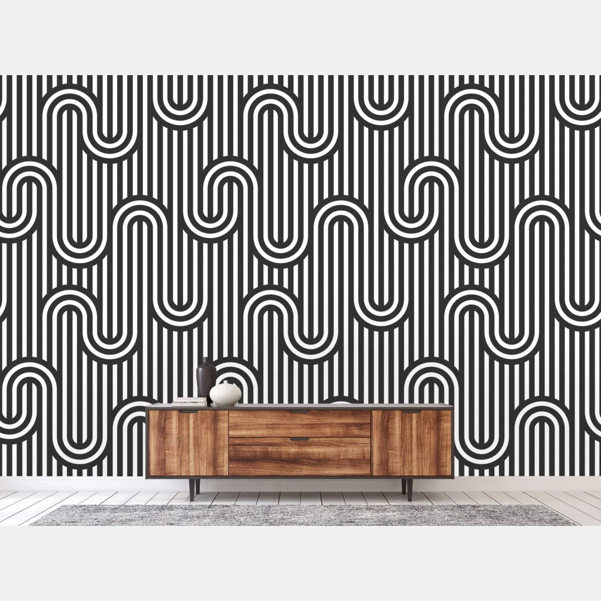 Fototapeta czarno-biały geometryczny wzór optyczny – Wallissimo® Fototapeta czarno-biały geometryczny wzór optyczny – Wallissimo®