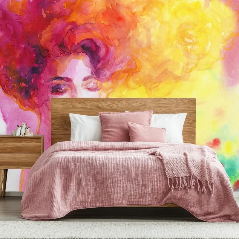 Fototapeta promienny akwarelowy portret kobiety