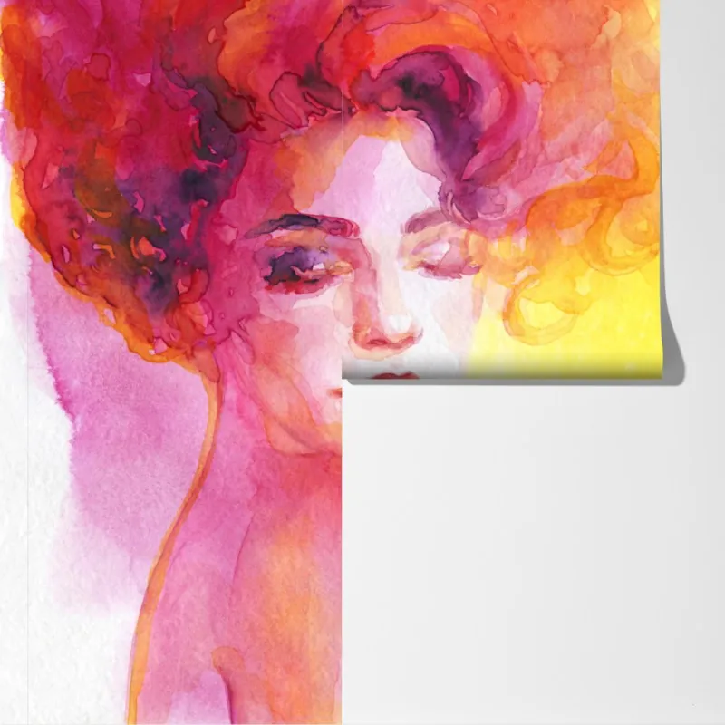 Fototapeta promienny akwarelowy portret kobiety – Wallissimo® Fototapeta promienny akwarelowy portret kobiety – Wallissimo®