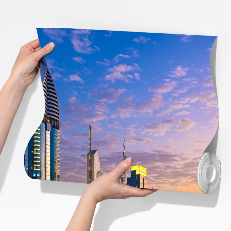 Fototapeta panorama Dubaju o zmierzchu – Wallissimo® Fototapeta panorama Dubaju o zmierzchu – Wallissimo®