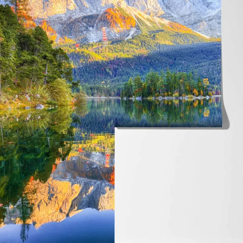 Fototapeta jesienne odbicie na Eibsee przy Zugspitze – Wallissimo® Fototapeta jesienne odbicie na Eibsee przy Zugspitze – Wallissimo®