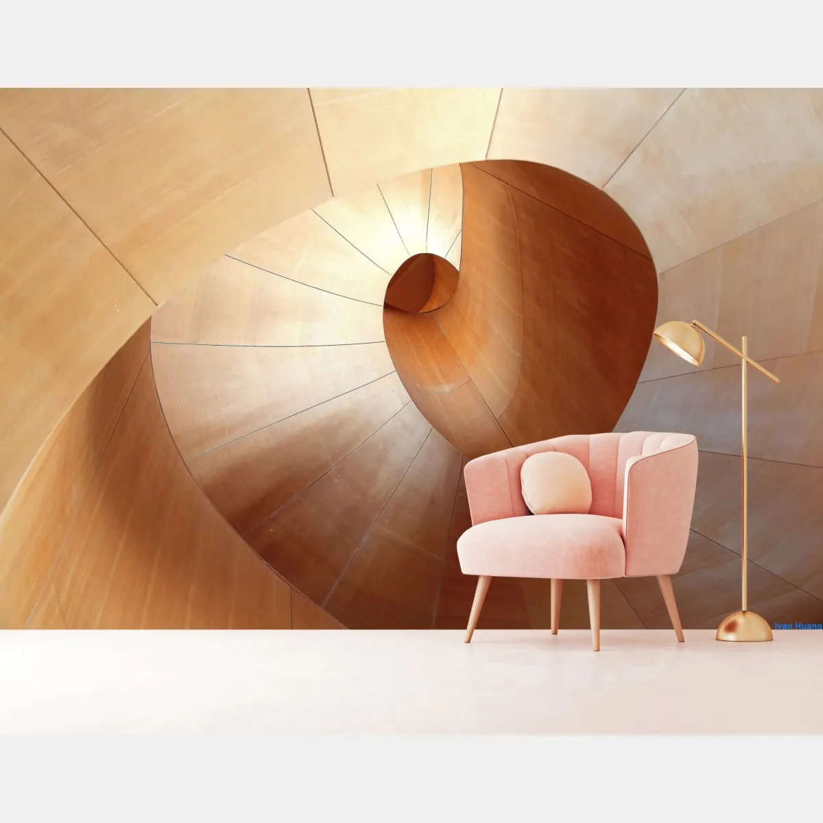 Fototapeta ciepła drewniana spirala – Wallissimo® Fototapeta ciepła drewniana spirala – Wallissimo®