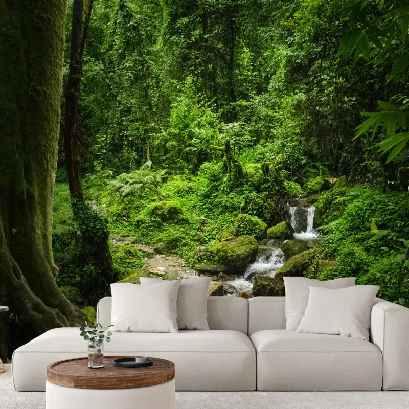 Fototapeta bujny zielony leśny wodospad