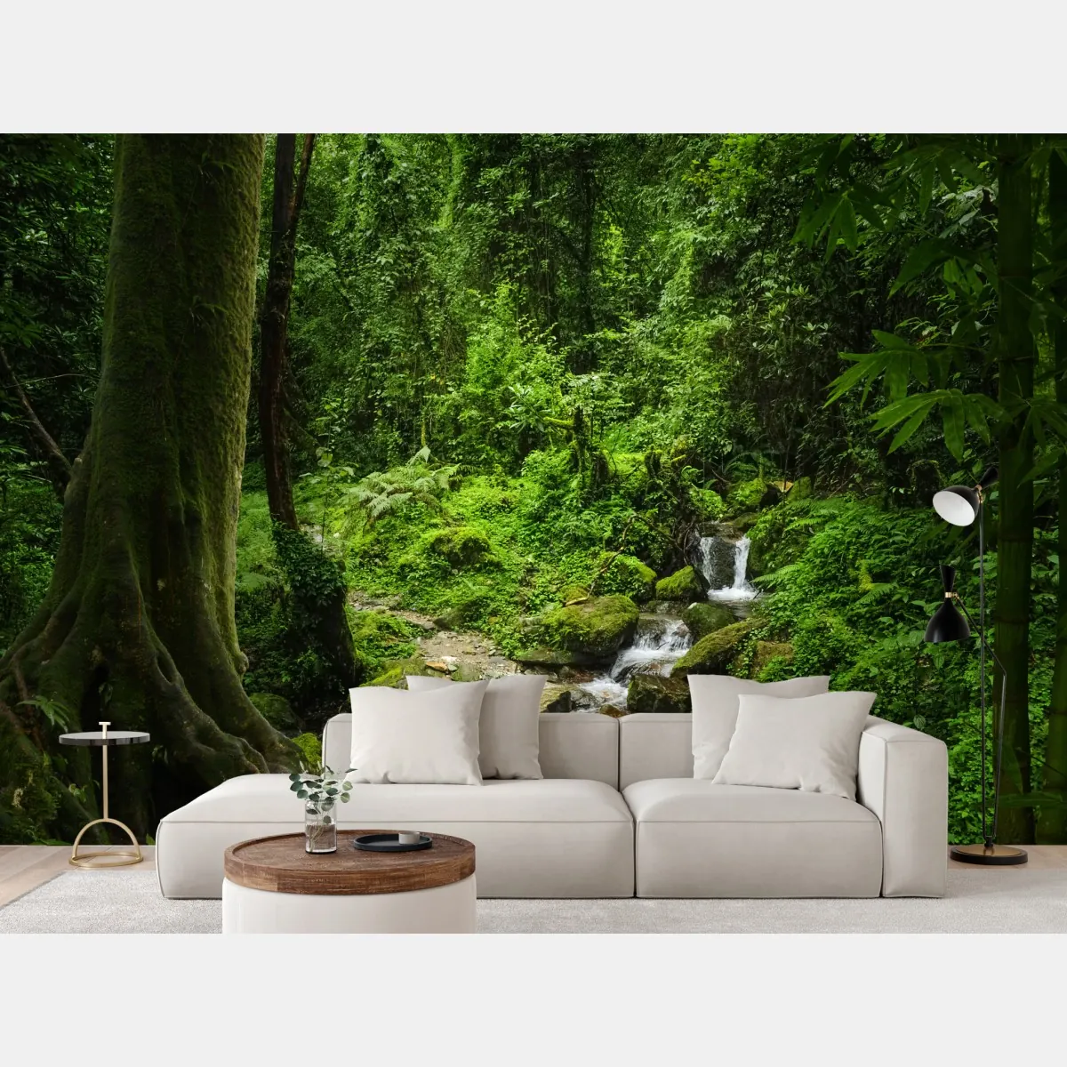 Fototapeta bujny zielony leśny wodospad – Wallissimo® Fototapeta bujny zielony leśny wodospad – Wallissimo®