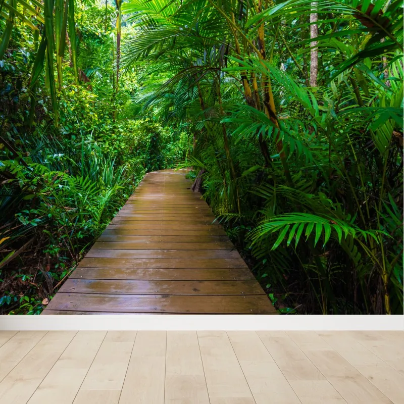 Fototapeta mangrowa kładka w bujnej zielonej dżungli