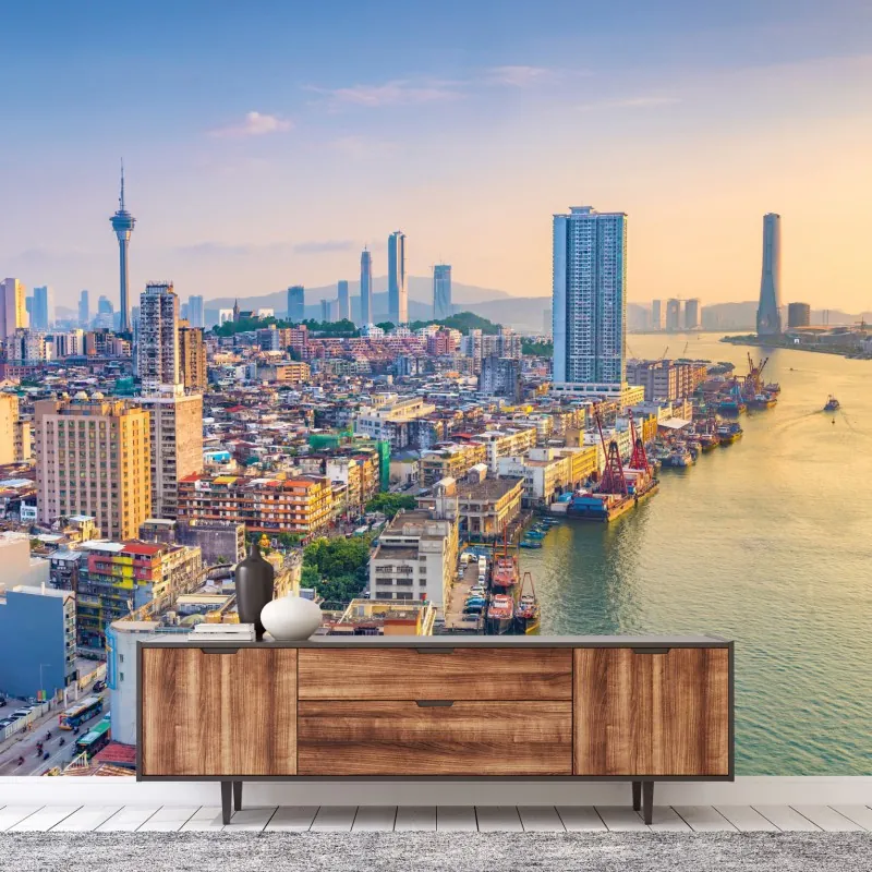 Fototapeta Macao panorama miasta o zachodzie słońca