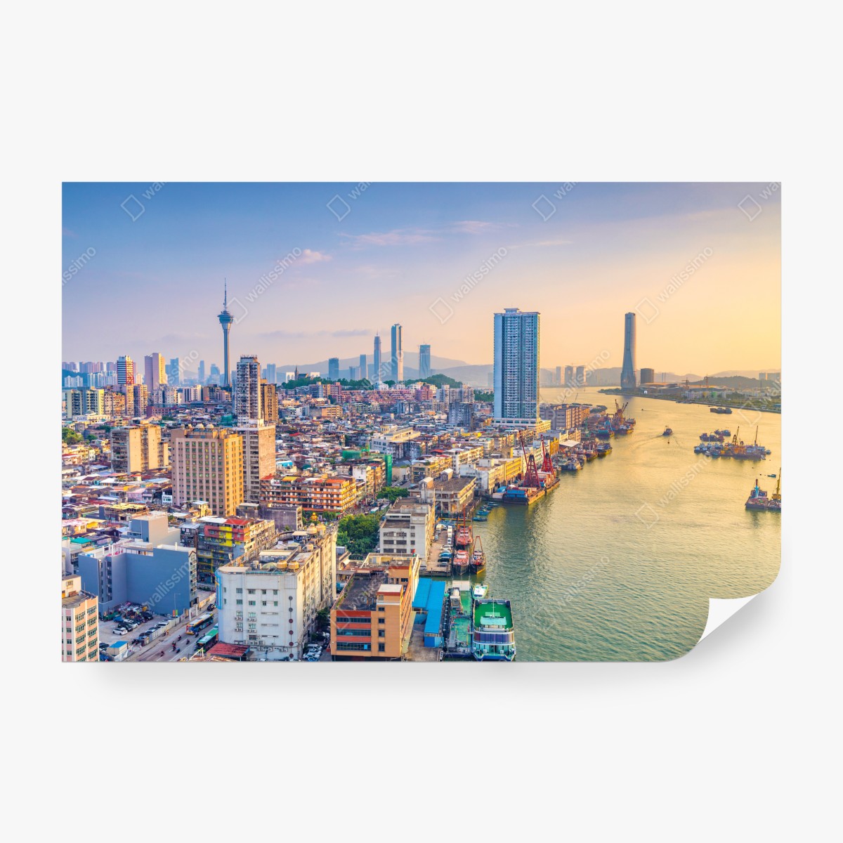 Fototapeta Macao panorama miasta o zachodzie słońca – Wallissimo® Fototapeta Macao panorama miasta o zachodzie słońca – Wallissimo®