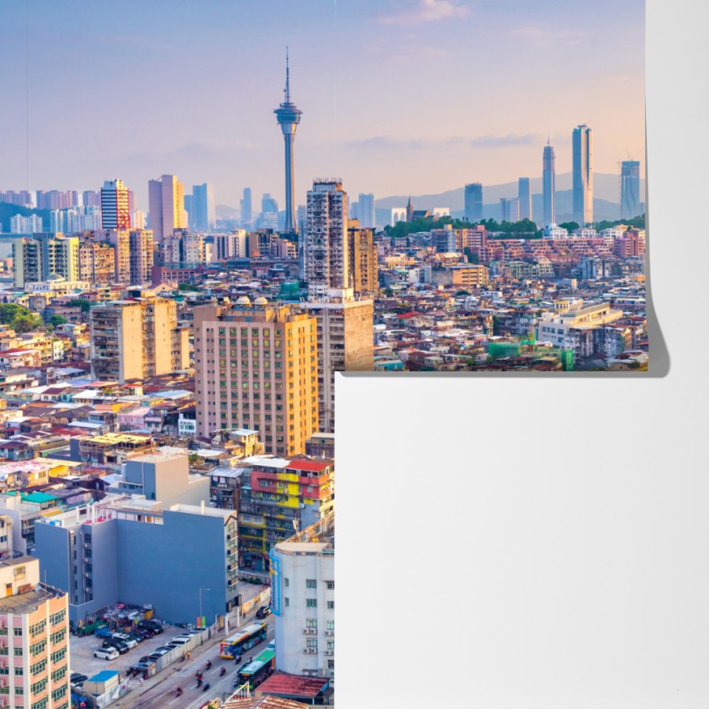 Fototapeta Macao panorama miasta o zachodzie słońca – Wallissimo® Fototapeta Macao panorama miasta o zachodzie słońca – Wallissimo®