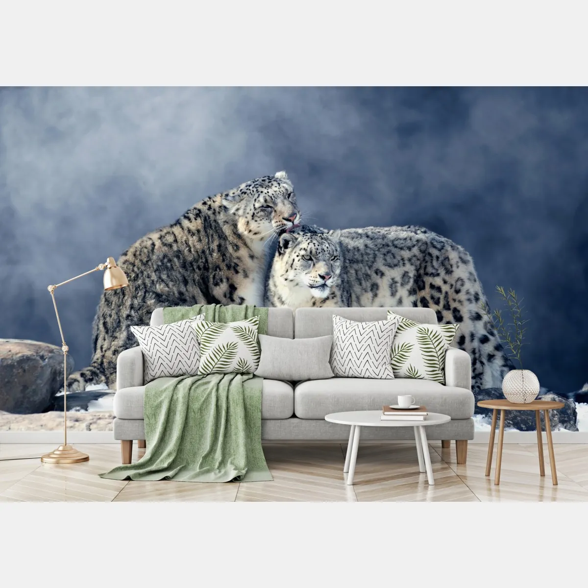 Fototapeta majestatyczne pantery śnieżne w zimie – Wallissimo® Fototapeta majestatyczne pantery śnieżne w zimie – Wallissimo®
