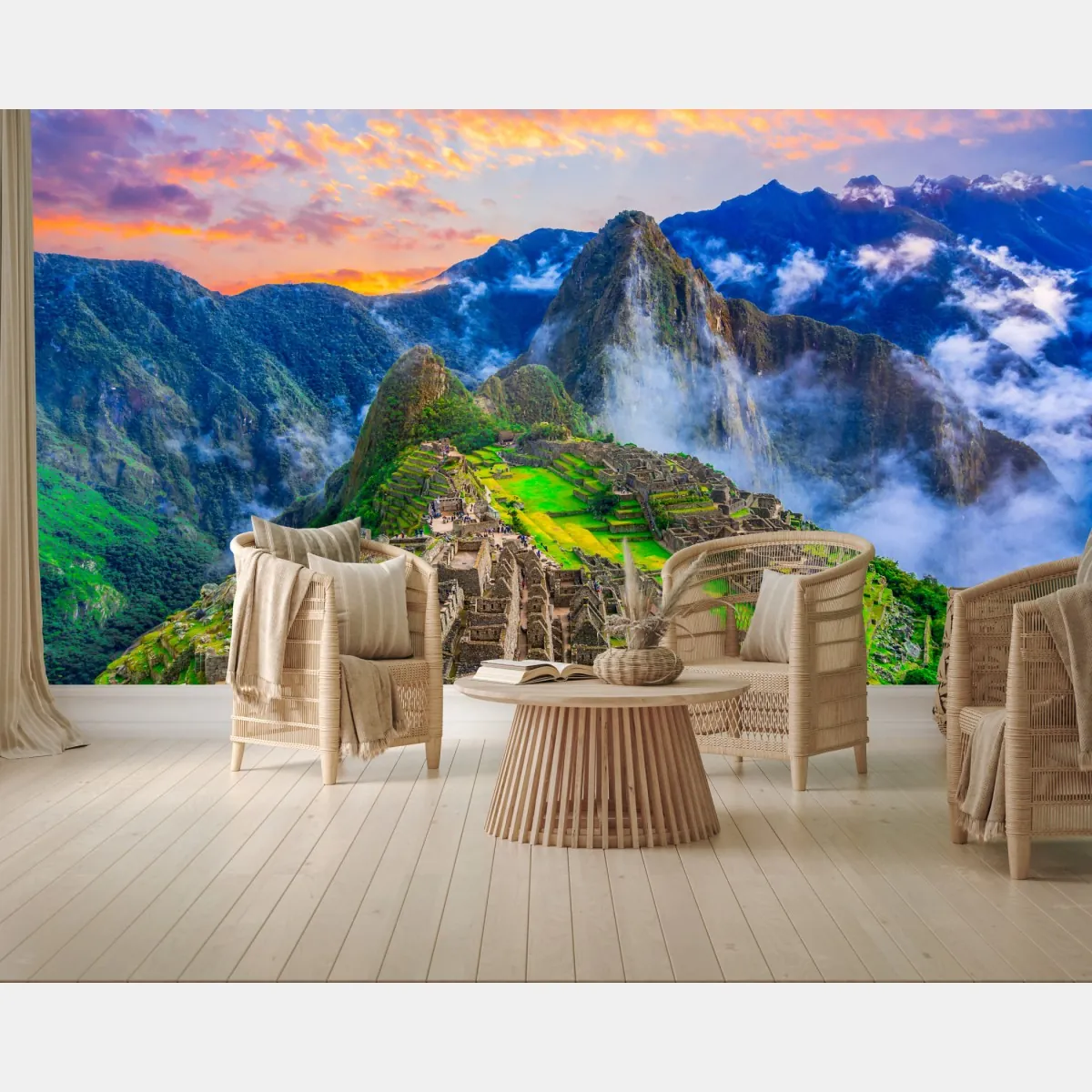 Fototapeta zachód słońca nad Machu Picchu starożytna Inkaska cytadela – Wallissimo® Fototapeta zachód słońca nad Machu Picchu starożytna Inkaska cytadela – Wallissimo®
