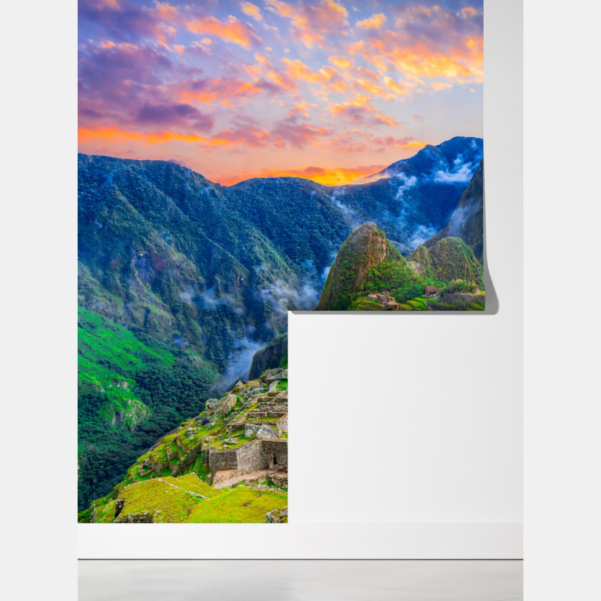 Fototapeta zachód słońca nad Machu Picchu starożytna Inkaska cytadela – Wallissimo® Fototapeta zachód słońca nad Machu Picchu starożytna Inkaska cytadela – Wallissimo®