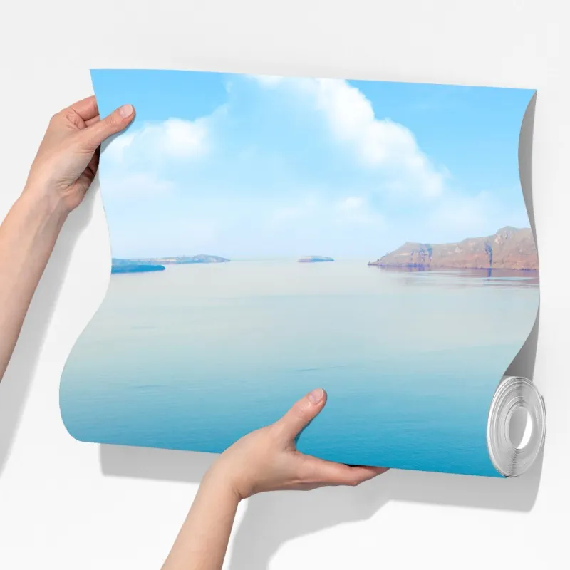 Fototapeta Santorini widok na morze z tarasu – Wallissimo® Fototapeta Santorini widok na morze z tarasu – Wallissimo®