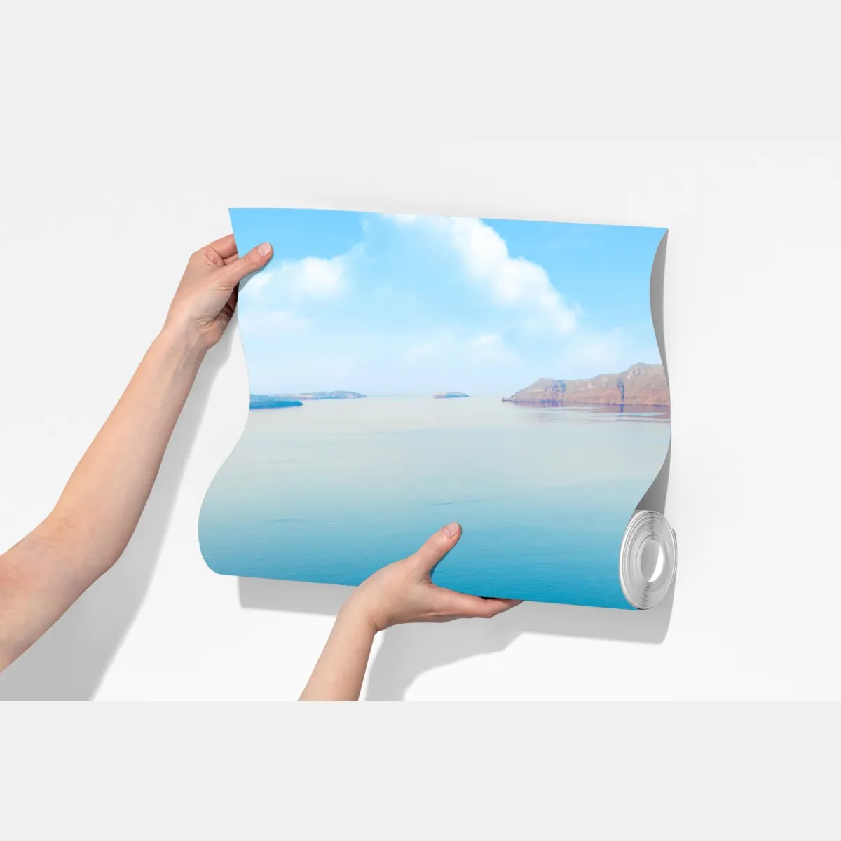 Fototapeta Santorini widok na morze z tarasu – Wallissimo® Fototapeta Santorini widok na morze z tarasu – Wallissimo®