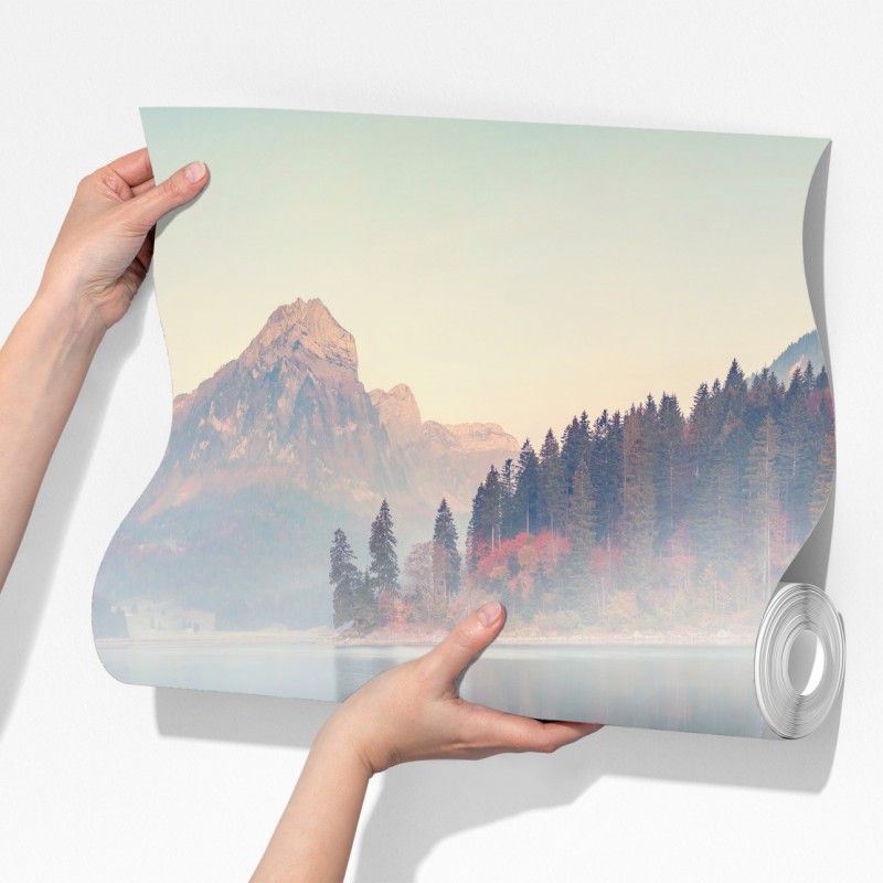 Fototapeta mglisty jesienny poranek nad Obersee, Alpy Szwajcarskie – Wallissimo® Fototapeta mglisty jesienny poranek nad Obersee, Alpy Szwajcarskie – Wallissimo®