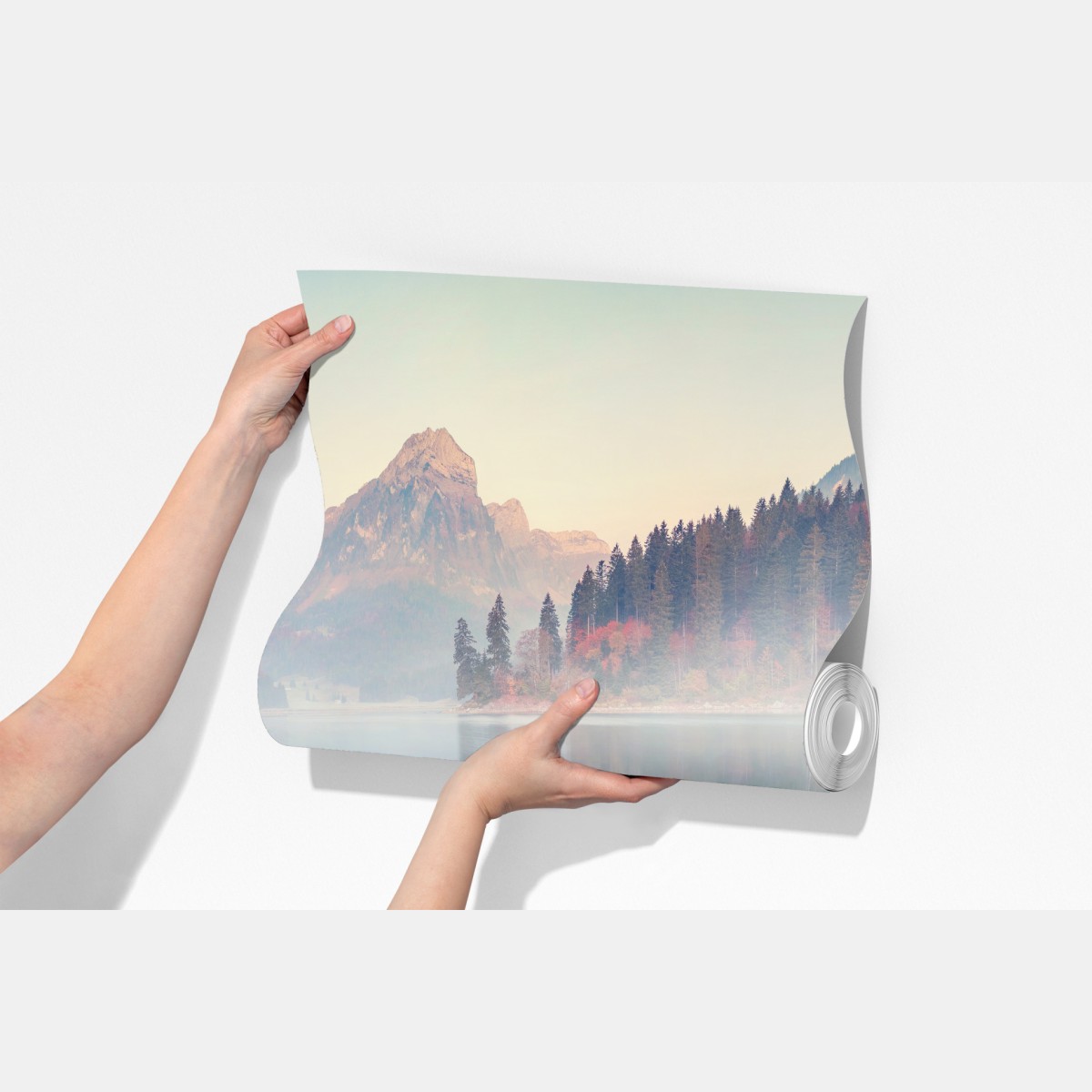 Fototapeta mglisty jesienny poranek nad Obersee, Alpy Szwajcarskie – Wallissimo® Fototapeta mglisty jesienny poranek nad Obersee, Alpy Szwajcarskie – Wallissimo®