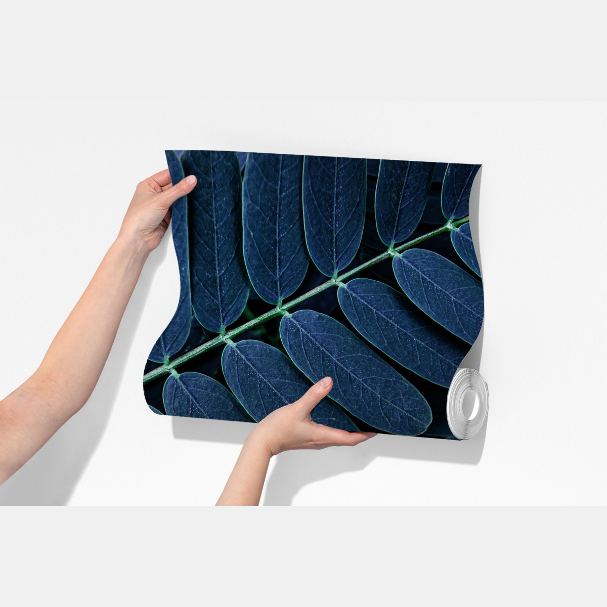 Fototapeta niebieski wzór liści – Wallissimo® Fototapeta niebieski wzór liści – Wallissimo®