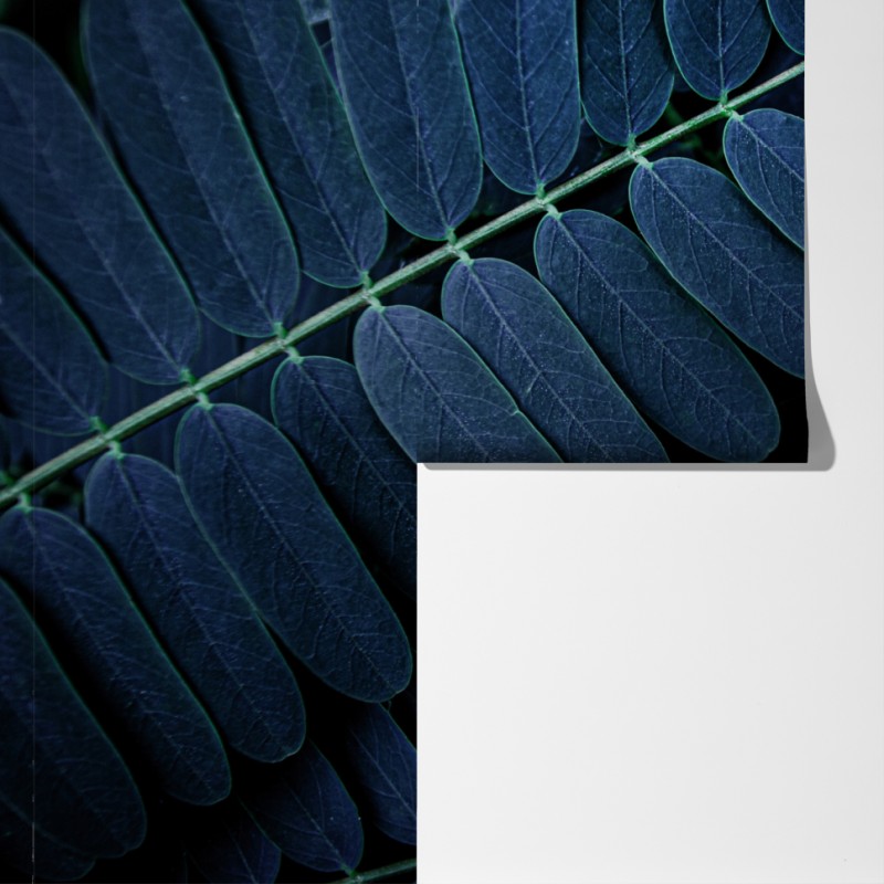 Fototapeta niebieski wzór liści – Wallissimo® Fototapeta niebieski wzór liści – Wallissimo®