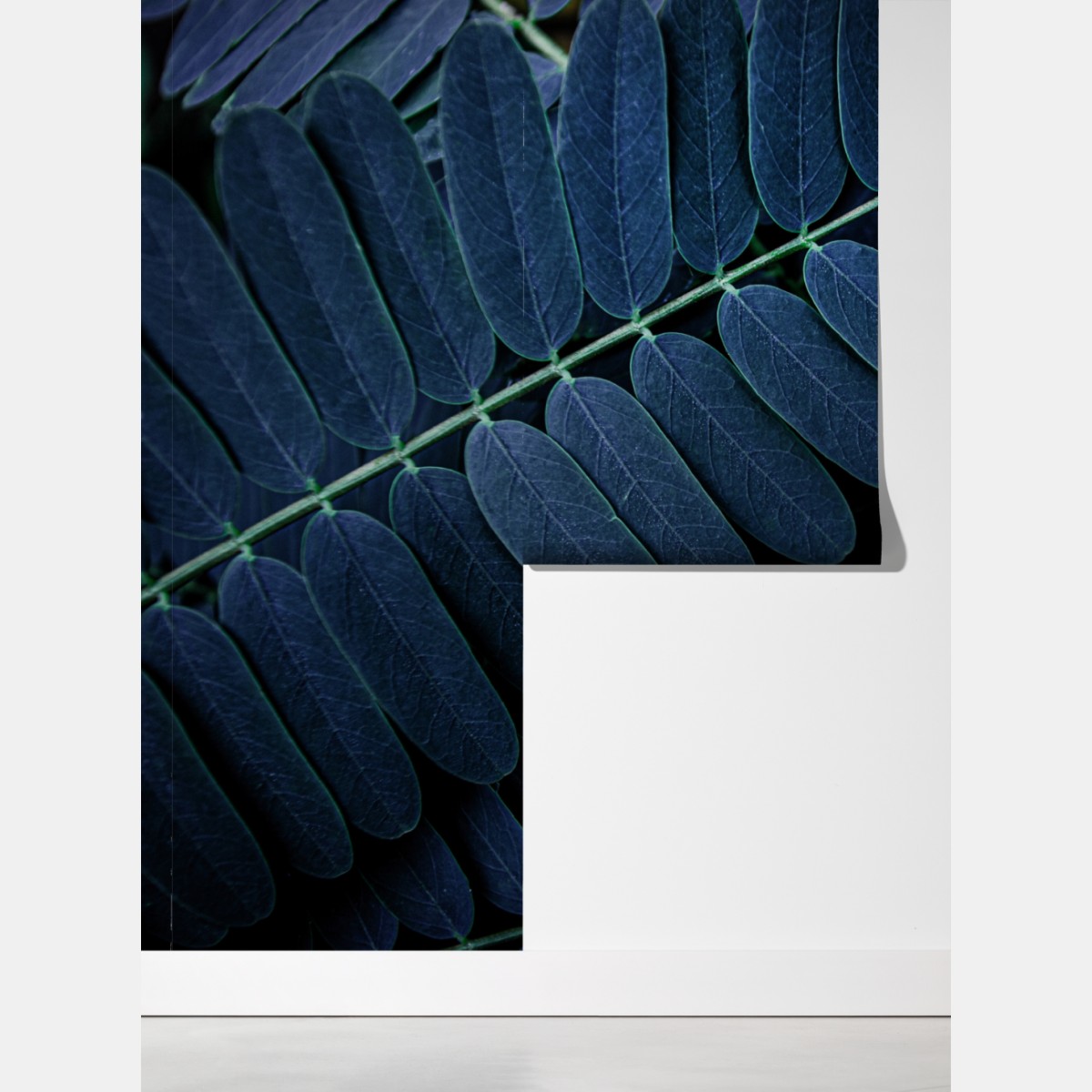 Fototapeta niebieski wzór liści – Wallissimo® Fototapeta niebieski wzór liści – Wallissimo®