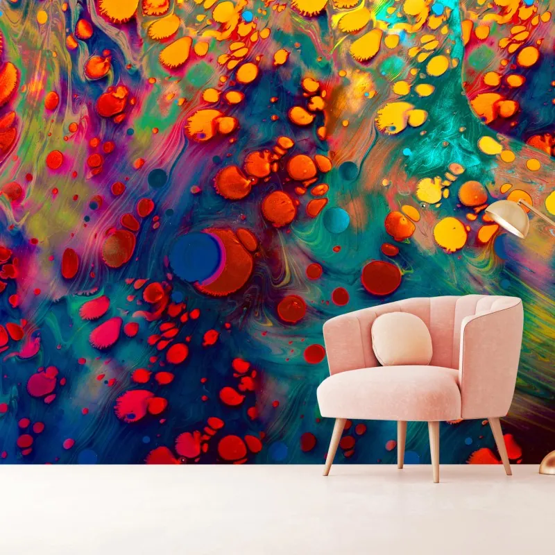 Fototapeta żywe turkusowo-pomarańczowe marmurkowe dzieło